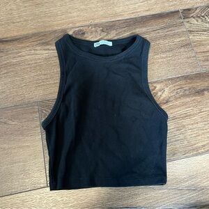 Zara Black Ribbed Tank Top Size